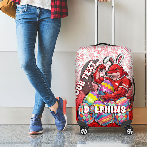 Personalized Dolphins Luggage Cover Easter Mascot - Colorful Eggs Cartoon Style