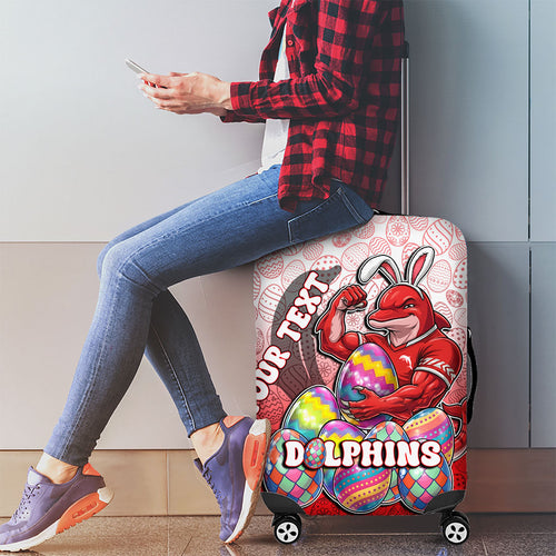 Personalized Dolphins Luggage Cover Easter Mascot - Colorful Eggs Cartoon Style