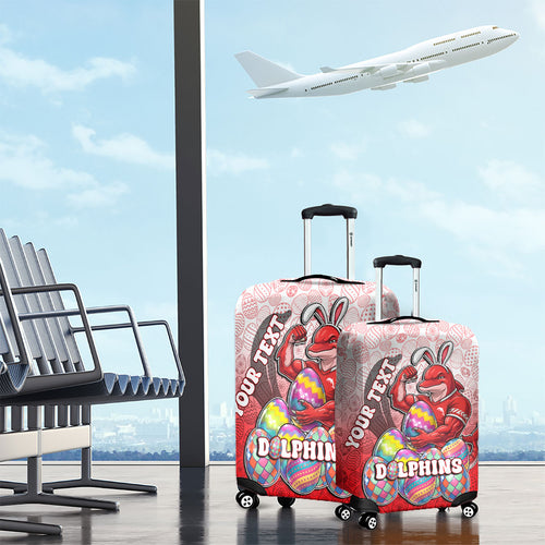 Personalized Dolphins Luggage Cover Easter Mascot - Colorful Eggs Cartoon Style