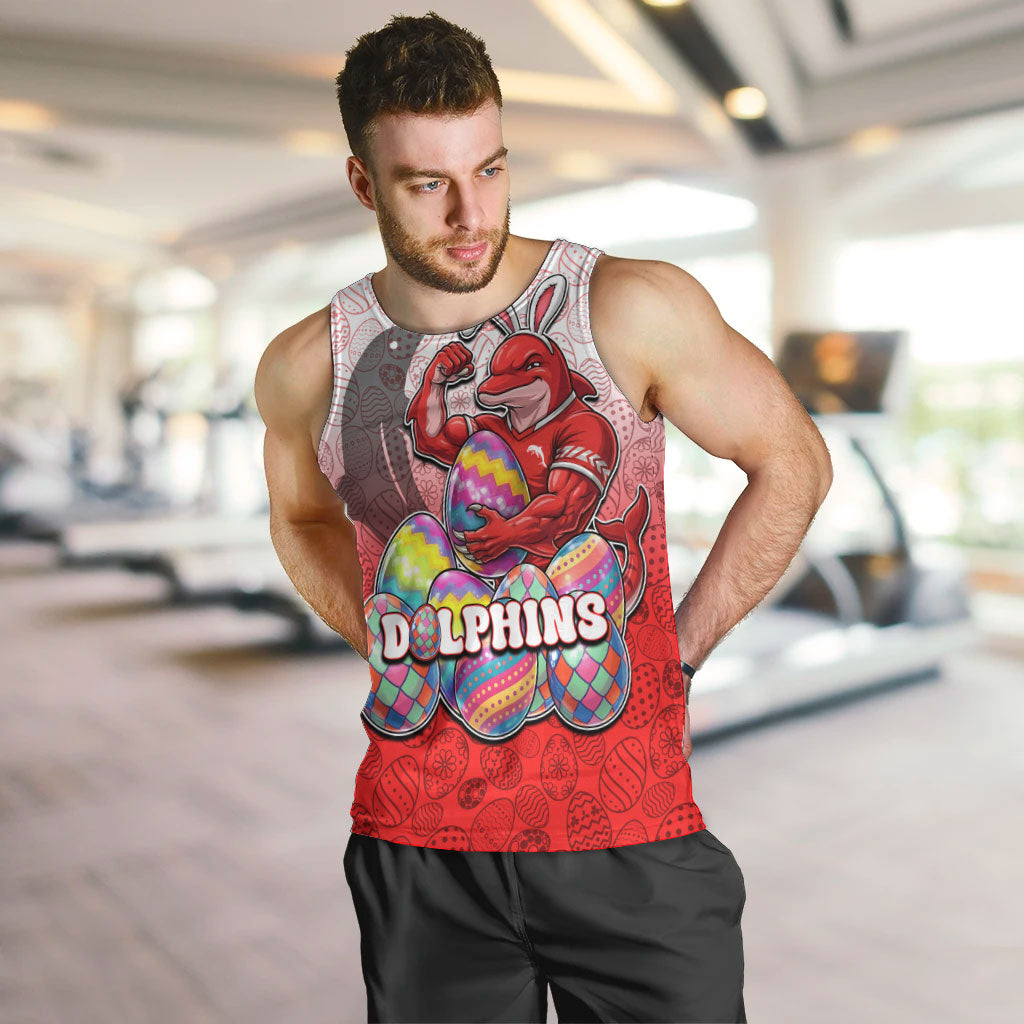 Personalized Dolphins Men Tank Top Easter Mascot - Colorful Eggs Cartoon Style