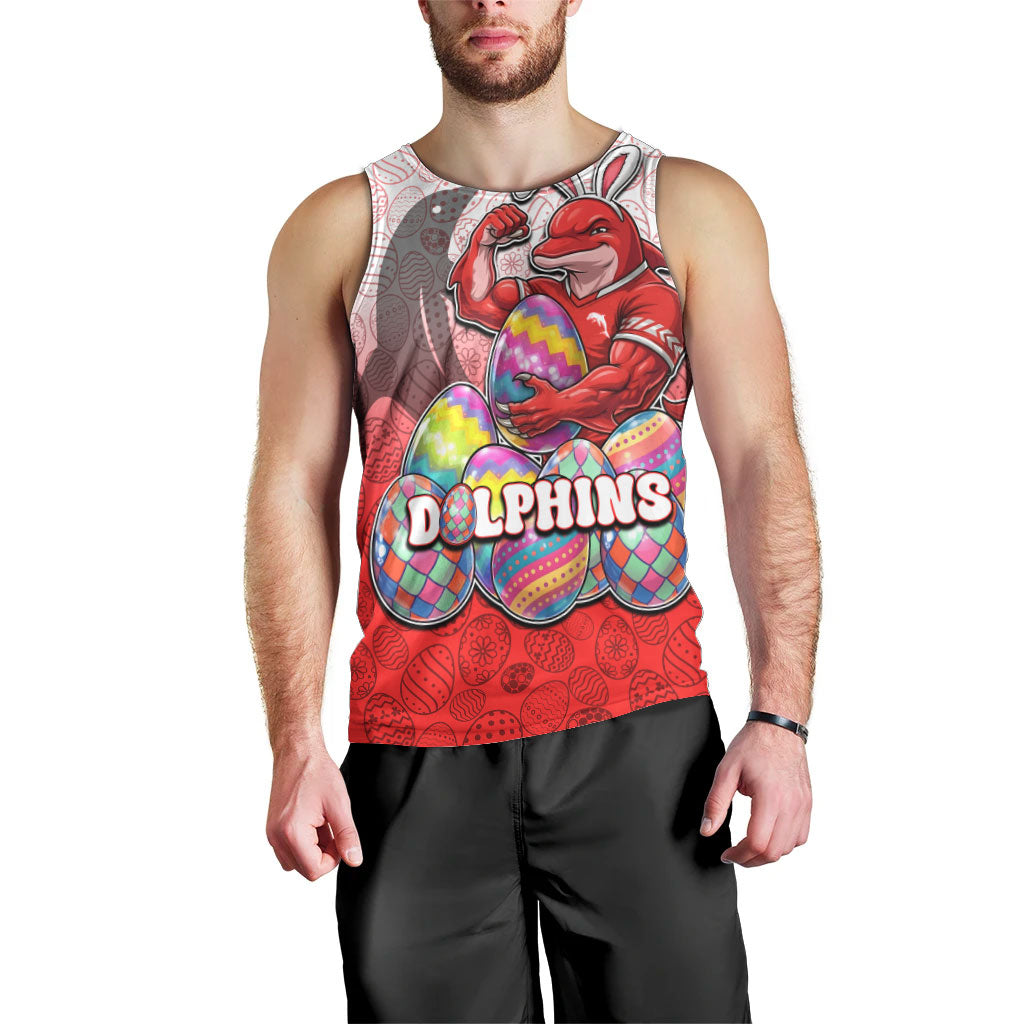 Personalized Dolphins Men Tank Top Easter Mascot - Colorful Eggs Cartoon Style
