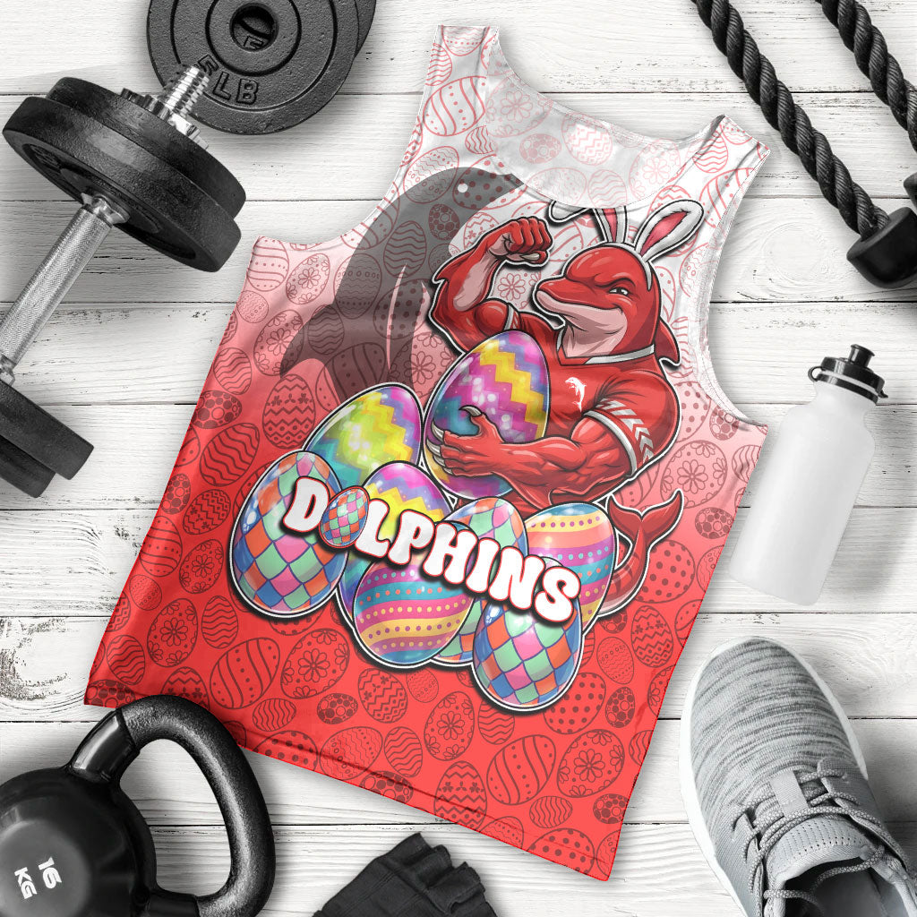Personalized Dolphins Men Tank Top Easter Mascot - Colorful Eggs Cartoon Style