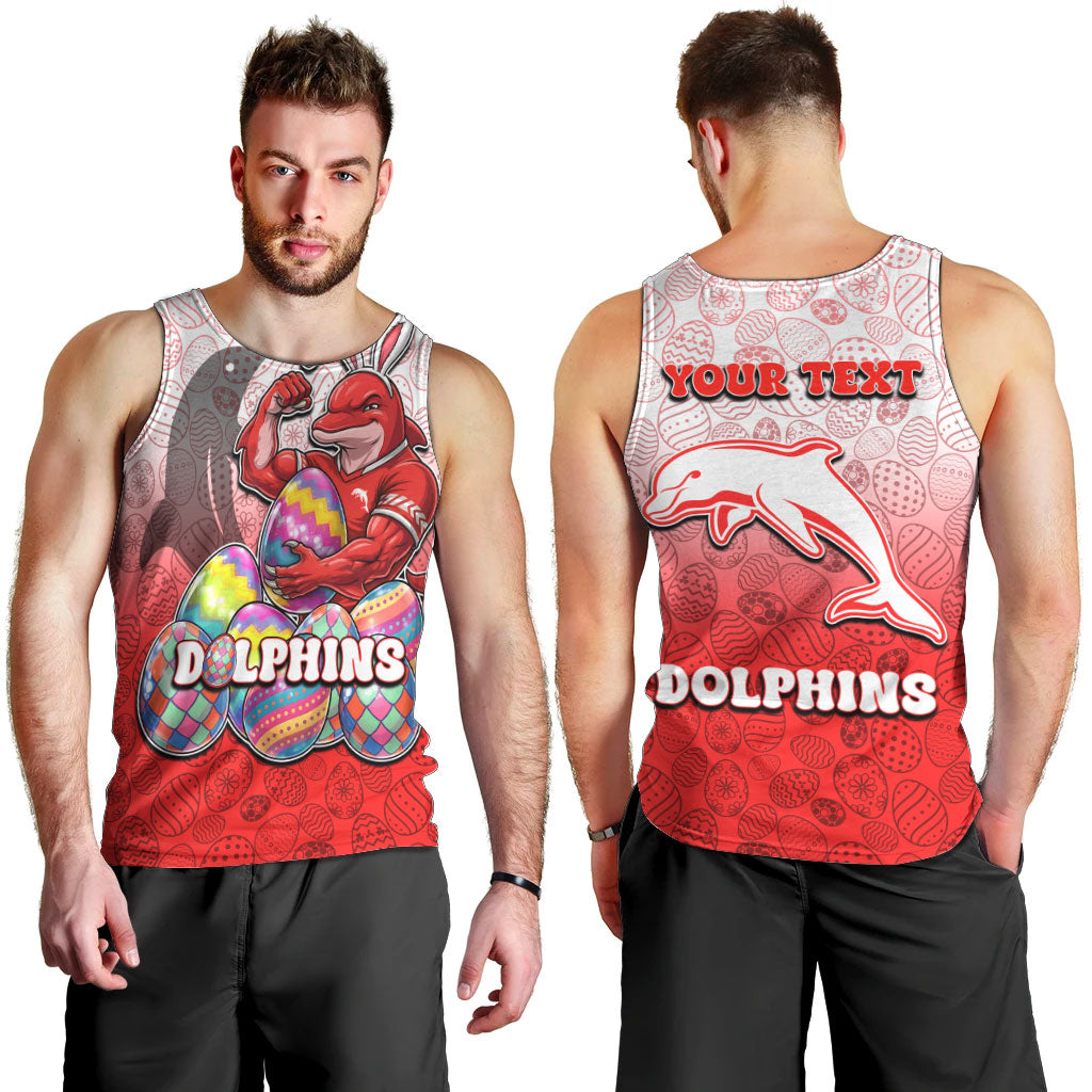 Personalized Dolphins Men Tank Top Easter Mascot - Colorful Eggs Cartoon Style