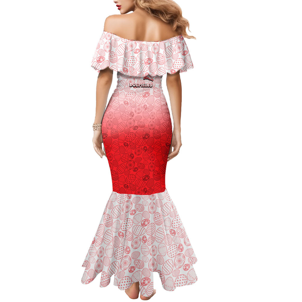 Personalized Dolphins Mermaid Dress Easter Mascot - Colorful Eggs Cartoon Style
