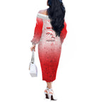 Personalized Dolphins Off The Shoulder Long Sleeve Dress Easter Mascot - Colorful Eggs Cartoon Style