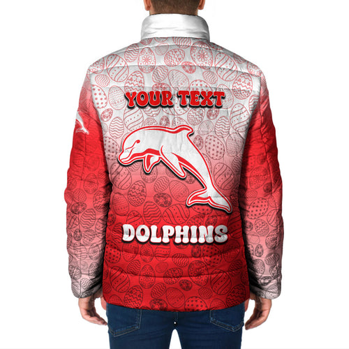 Personalized Dolphins Padded Jacket Easter Mascot - Colorful Eggs Cartoon Style