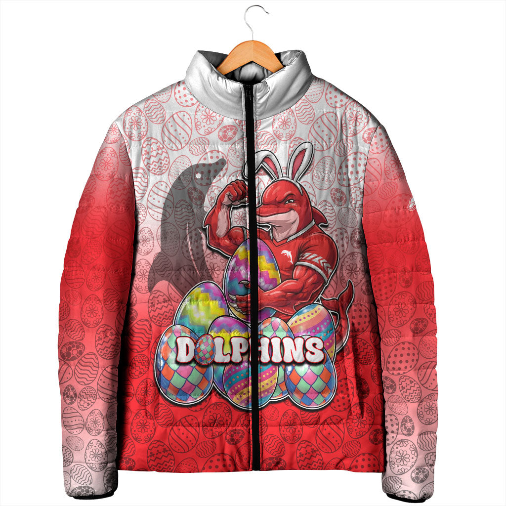 Personalized Dolphins Padded Jacket Easter Mascot - Colorful Eggs Cartoon Style