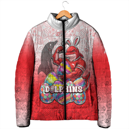 Personalized Dolphins Padded Jacket Easter Mascot - Colorful Eggs Cartoon Style