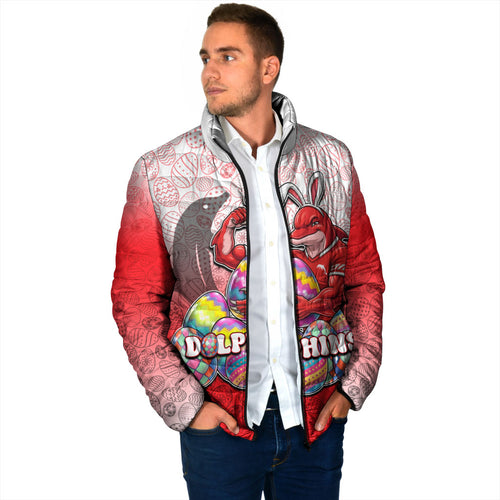 Personalized Dolphins Padded Jacket Easter Mascot - Colorful Eggs Cartoon Style