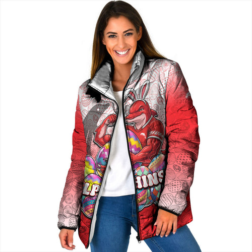 Personalized Dolphins Padded Jacket Easter Mascot - Colorful Eggs Cartoon Style