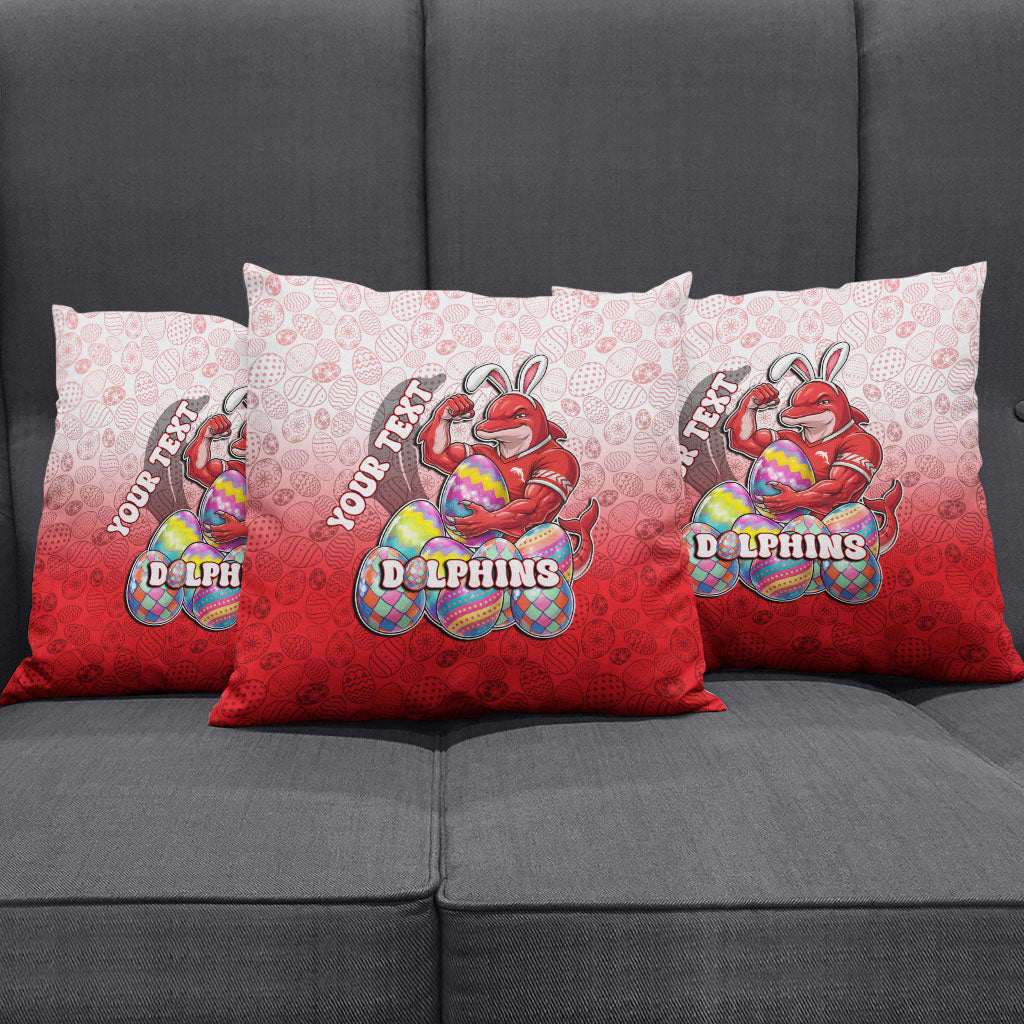 Personalized Dolphins Pillow Cover Easter Mascot - Colorful Eggs Cartoon Style