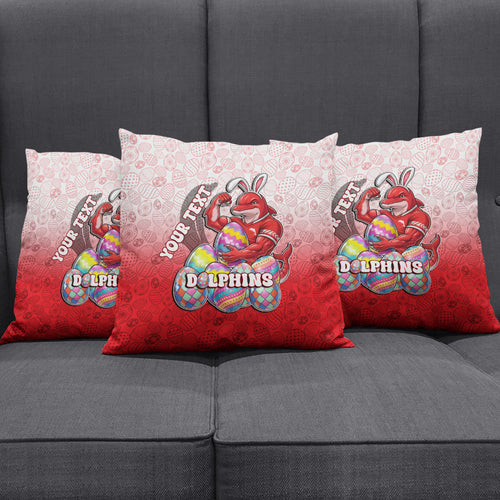 Personalized Dolphins Pillow Cover Easter Mascot - Colorful Eggs Cartoon Style