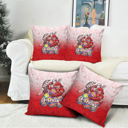 Personalized Dolphins Pillow Cover Easter Mascot - Colorful Eggs Cartoon Style