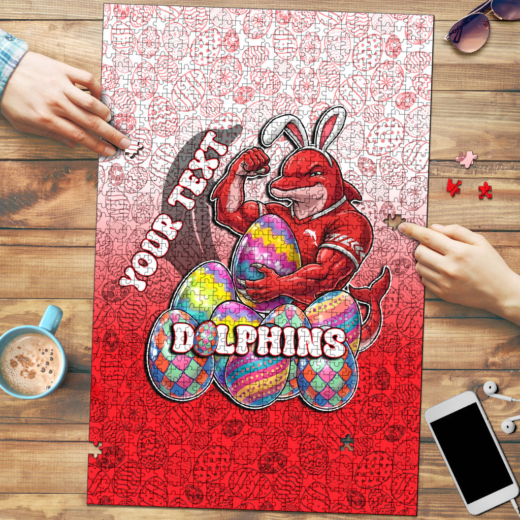 Personalized Dolphins Puzzle Easter Mascot - Colorful Eggs Cartoon Style