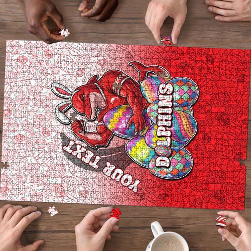 Personalized Dolphins Puzzle Easter Mascot - Colorful Eggs Cartoon Style