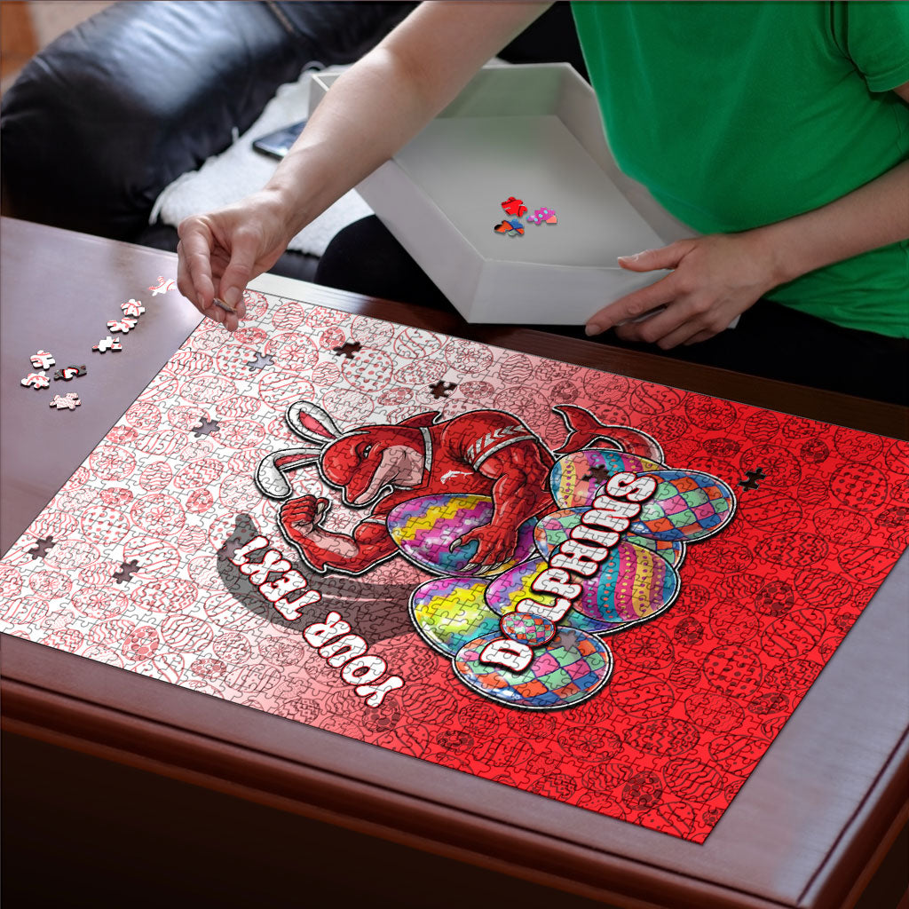 Personalized Dolphins Puzzle Easter Mascot - Colorful Eggs Cartoon Style