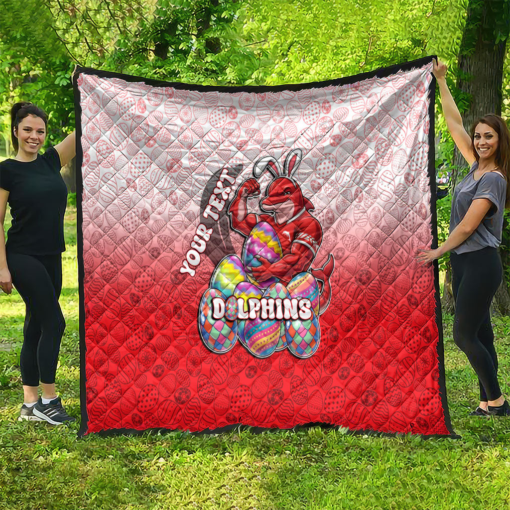 Personalized Dolphins Quilt Easter Mascot - Colorful Eggs Cartoon Style