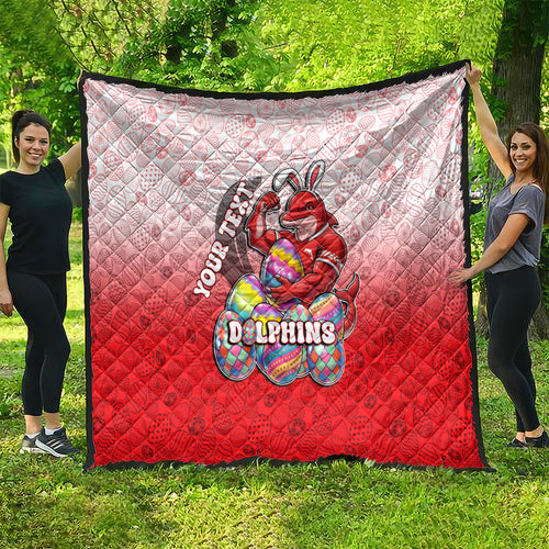 Personalized Dolphins Quilt Easter Mascot - Colorful Eggs Cartoon Style