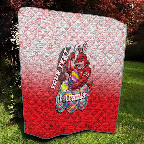 Personalized Dolphins Quilt Easter Mascot - Colorful Eggs Cartoon Style
