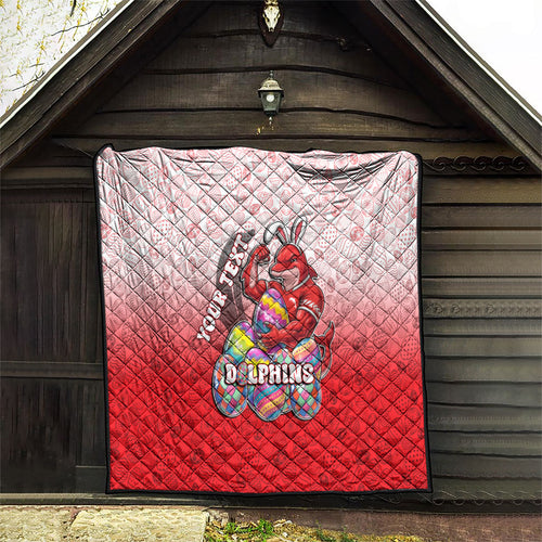 Personalized Dolphins Quilt Easter Mascot - Colorful Eggs Cartoon Style