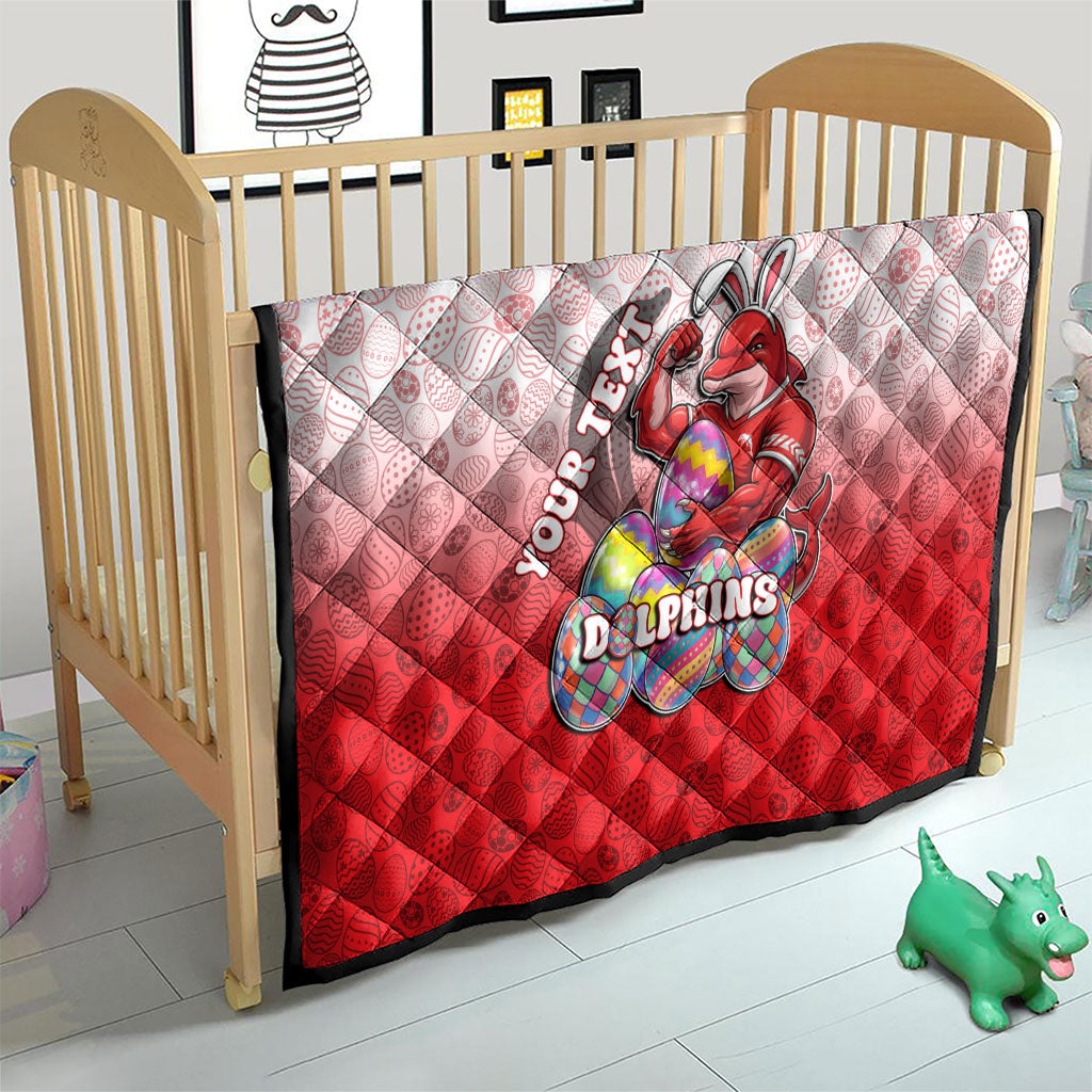 Personalized Dolphins Quilt Easter Mascot - Colorful Eggs Cartoon Style