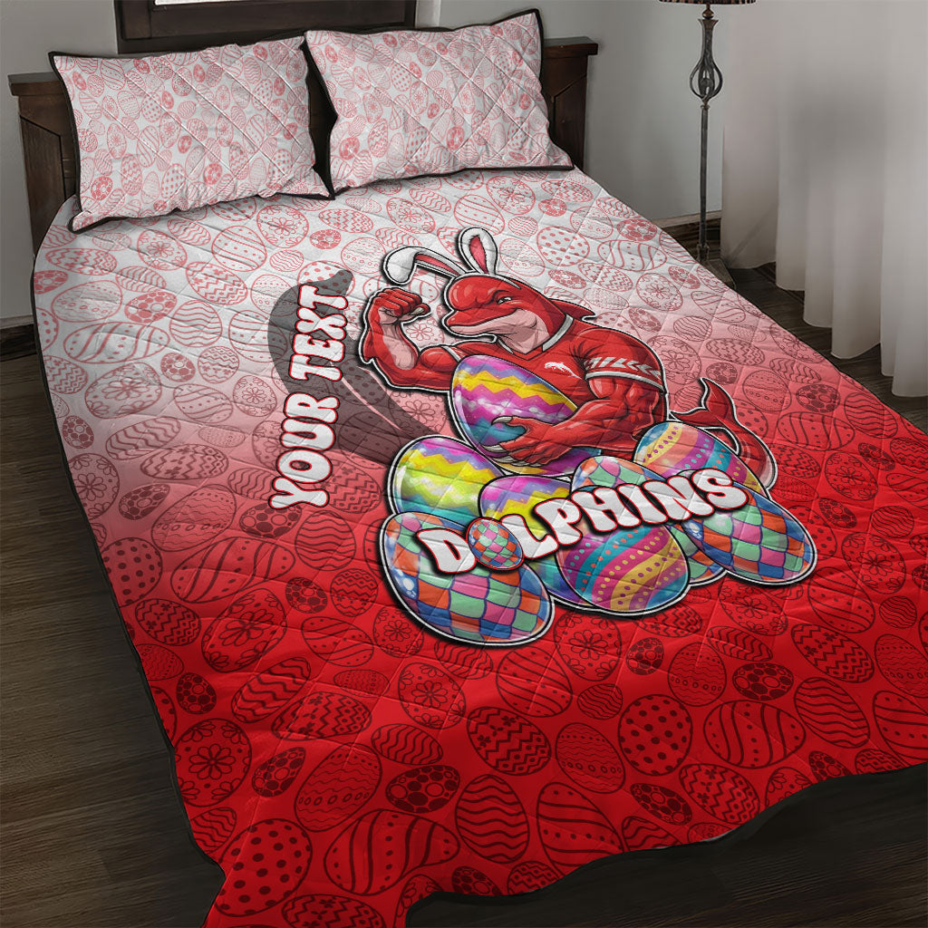 Personalized Dolphins Quilt Bed Set Easter Mascot - Colorful Eggs Cartoon Style