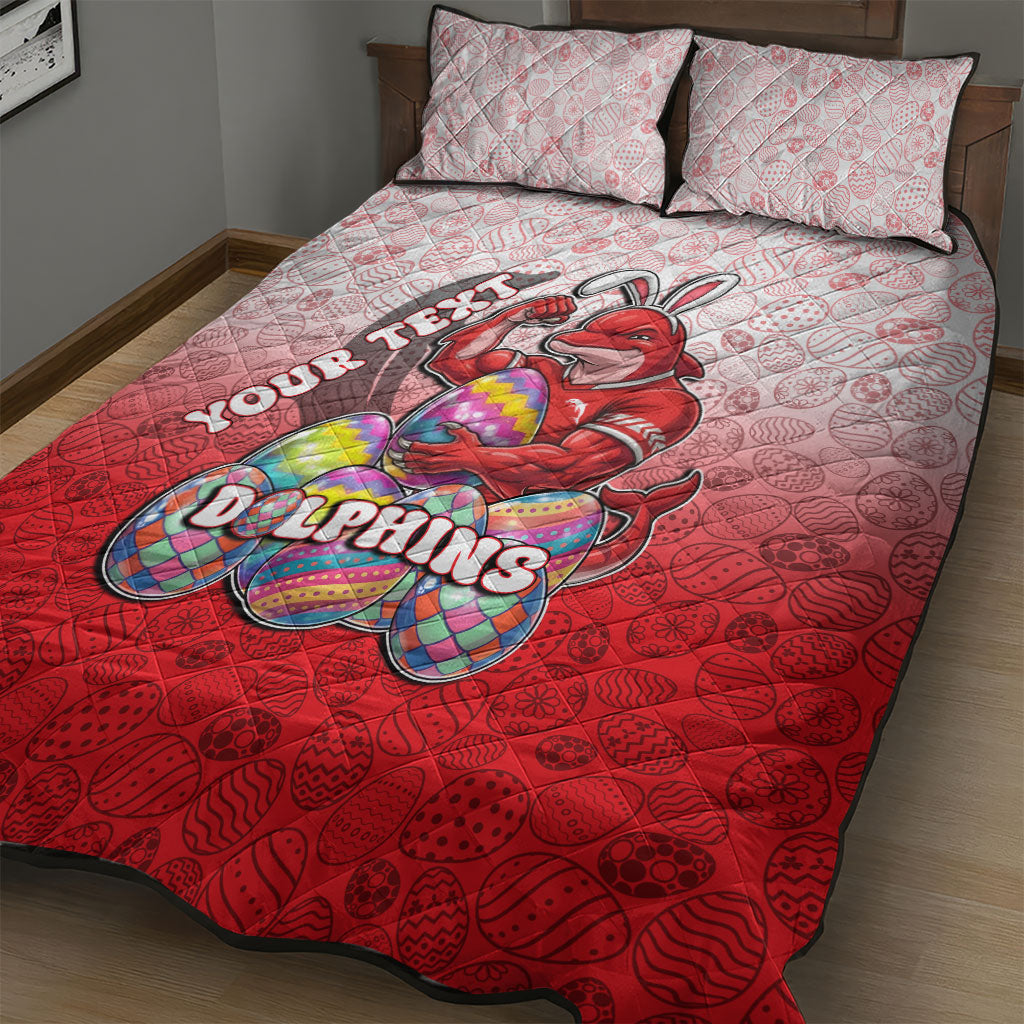 Personalized Dolphins Quilt Bed Set Easter Mascot - Colorful Eggs Cartoon Style