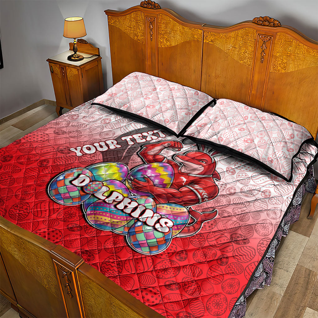 Personalized Dolphins Quilt Bed Set Easter Mascot - Colorful Eggs Cartoon Style