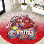Personalized Dolphins Round Carpet Easter Mascot - Colorful Eggs Cartoon Style