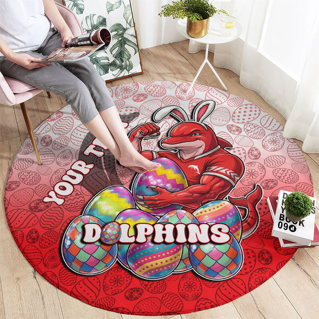 Personalized Dolphins Round Carpet Easter Mascot - Colorful Eggs Cartoon Style