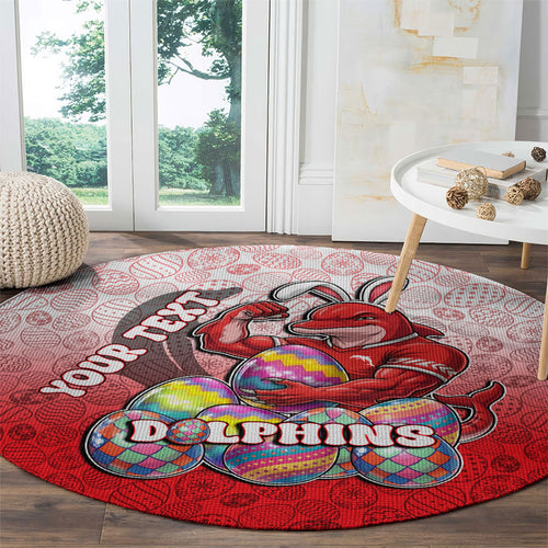 Personalized Dolphins Round Carpet Easter Mascot - Colorful Eggs Cartoon Style