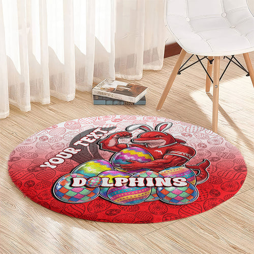 Personalized Dolphins Round Carpet Easter Mascot - Colorful Eggs Cartoon Style