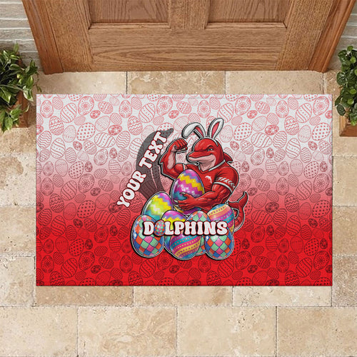 Personalized Dolphins Rubber Doormat Easter Mascot - Colorful Eggs Cartoon Style