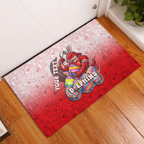 Personalized Dolphins Rubber Doormat Easter Mascot - Colorful Eggs Cartoon Style