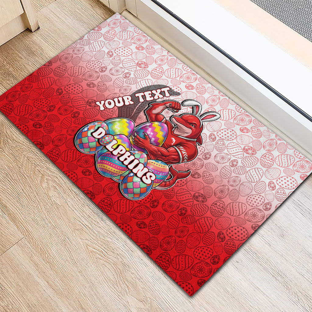 Personalized Dolphins Rubber Doormat Easter Mascot - Colorful Eggs Cartoon Style