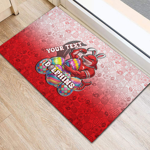 Personalized Dolphins Rubber Doormat Easter Mascot - Colorful Eggs Cartoon Style