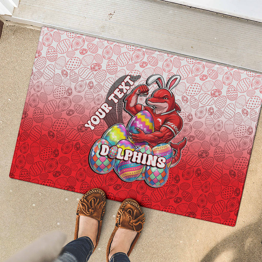 Personalized Dolphins Rubber Doormat Easter Mascot - Colorful Eggs Cartoon Style