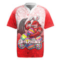 Personalized Dolphins Rugby Jersey Easter Mascot - Colorful Eggs Cartoon Style