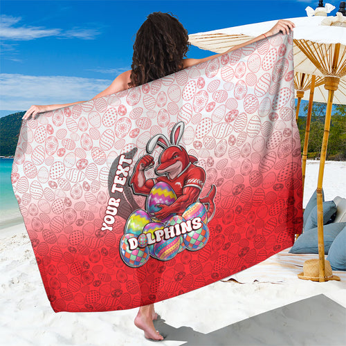 Personalized Dolphins Sarong Easter Mascot - Colorful Eggs Cartoon Style