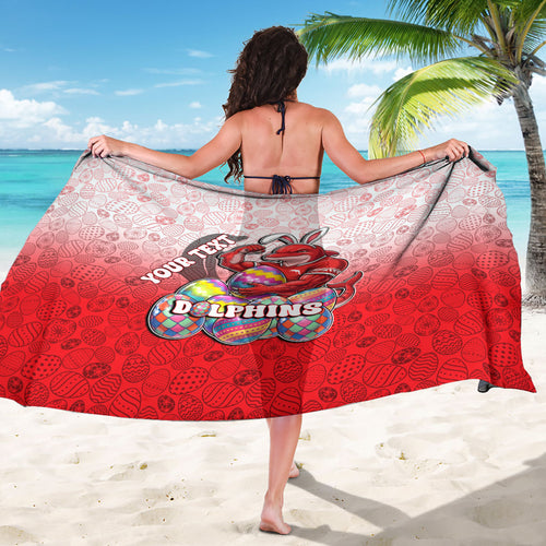 Personalized Dolphins Sarong Easter Mascot - Colorful Eggs Cartoon Style