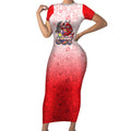 Personalized Dolphins Short Sleeve Bodycon Dress Easter Mascot - Colorful Eggs Cartoon Style