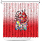 Personalized Dolphins Shower Curtain Easter Mascot - Colorful Eggs Cartoon Style