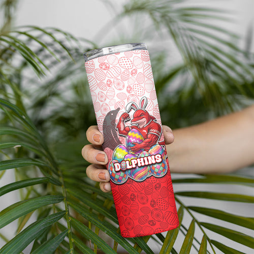 Personalized Dolphins Skinny Tumbler Easter Mascot - Colorful Eggs Cartoon Style
