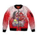 Personalized Dolphins Sleeve Zip Bomber Jacket Easter Mascot - Colorful Eggs Cartoon Style