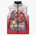 Personalized Dolphins Sleeveless Puffer Jacket Easter Mascot - Colorful Eggs Cartoon Style