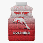 Personalized Dolphins Sleeveless Puffer Jacket Easter Mascot - Colorful Eggs Cartoon Style