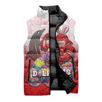 Personalized Dolphins Sleeveless Puffer Jacket Easter Mascot - Colorful Eggs Cartoon Style
