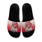 Personalized Dolphins Slide Sandals Easter Mascot - Colorful Eggs Cartoon Style