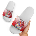 Personalized Dolphins Slide Sandals Easter Mascot - Colorful Eggs Cartoon Style