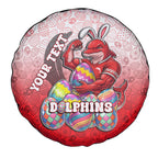 Personalized Dolphins Spare Tire Cover Easter Mascot - Colorful Eggs Cartoon Style